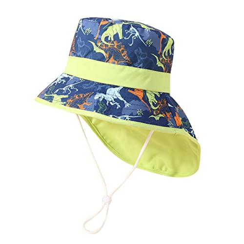 Kids Boys Girls Neck Flap Hat Adjustable Chin Strap Sun Protection Sunhat Wide Brim Cartoon Fruit Printed Cap (E, One Size) #TOP27