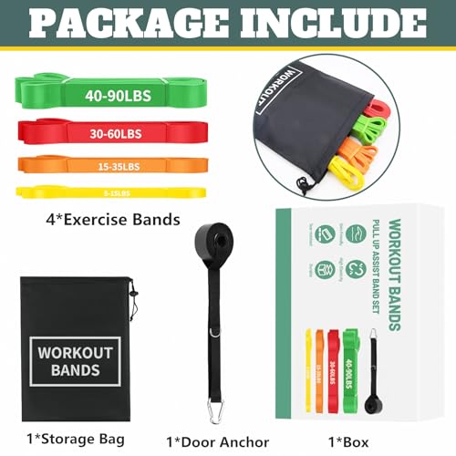 Exercise Bands Resistance Bands for Working Out,Pull Up Bands Set,at Home Workout Equipment,Workout Bands for Men and Women,Stretch Bands - Image 3