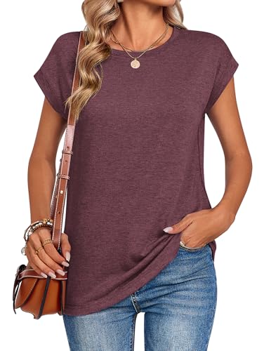 Image of Zeagoo Womens Tops Summer Casual Cap Sleeve Tshirts Shirts Business Dressy Spring Fashion Outfits Trendy Clothes