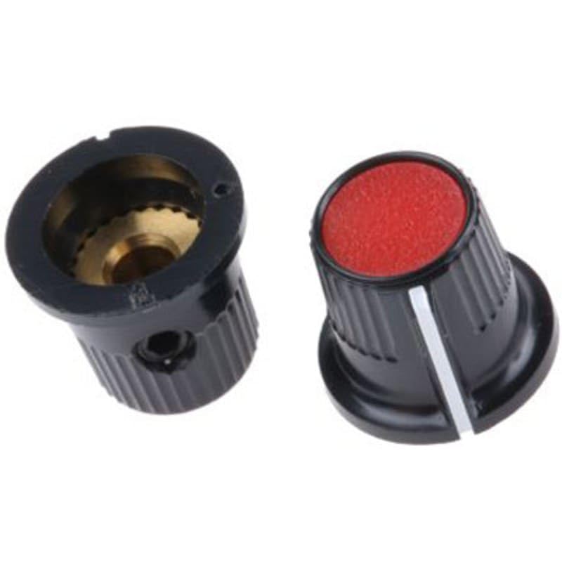 Potentiometer Knob Body: Black Red Dia. 11.6mm with a White Ind 3.175mm Shaft, Pack of 1, MFR: 2596806