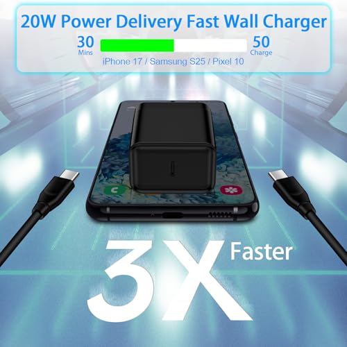 Cargador USB C Android de 48W de carga rápida para Samsung S25 FE y modelos Galaxy con cable 4
