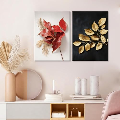 Piy Painting Abstrakte Groß Wandbilder Wohnzimmer, Feminine Porträts Bild mit Rahmen, Blumenkunst Leinwanddrucke, Wandkunst Leinwand Malerei, Leinwandbilder für Schlafzimmer Büro 3 Pcs,58x40cm
