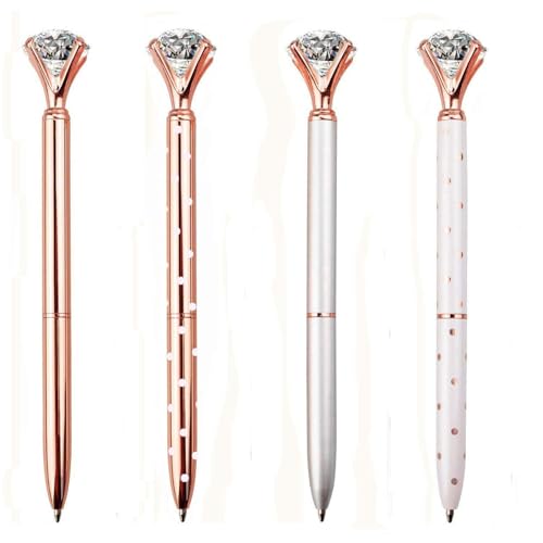 LONGKEY Set of 12 Diamond Pens – Elegant Crystal Topped Writing Instruments for Gifting, Office, and Special Occasions