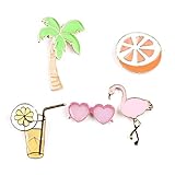 YABINA 5 pieces/set Enamel Fruit Orange Palm Tree Lapel Brooch Pin Collar Pin