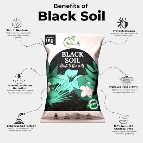 Image of Premium Black Soil (1KG) | Best for Plants Home Garden | Nutrient-Rich Organic Soil with Microbes | Enhances Fertility & Moisture Retention | Natural Chemical-Free Potting Mix