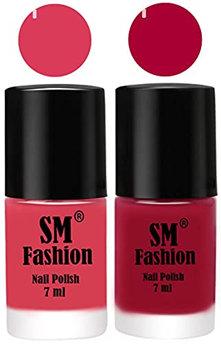 Image of Long Lasting Nail Polish | Nail Paint Combo 7 ml Each) - Set of 2 Rose-Dark Magenta