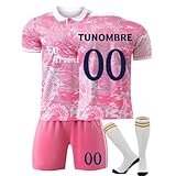 Genérico Camiseta de Fútbol Niño Personalizada 2025 2026 con Nombre y Número, Equipación Completa con Camiseta, Pantalón Corto y Calcetines, Conjunto Deportivo para Entrenamiento y Regalo para Fans