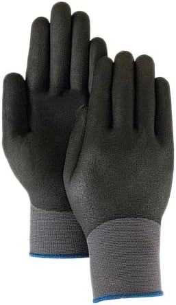 Majestic Glove 3237/S Industrial Glove, Micro Foam/Full Dip Nitrile, Nylon Liner, Size Small, Black/Blue (Pack of 12)