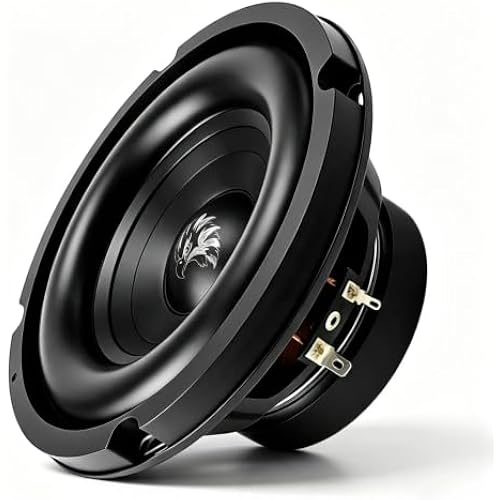 ShadowBass Series 6.5 Subwoofer, 800W Peak 4 Ohm 6.5 Inch Car Subwoofer, Compact 6.5 Woofer with High-Excursion Cone, Thick Rubber Surround for Car Audio Bass Box, Single