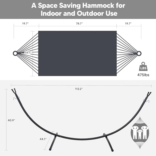 Image of SUNCREAT Hammocks Standing Patio Hammock, Portable Hammock with Stand Foldable, Dark Gray
