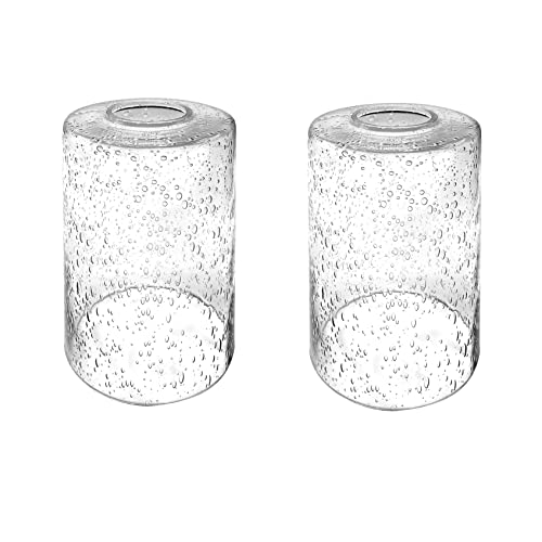Image of ECUDIS Bubble Glasses Light Shade Cylinder Lamp Shade Replacement with 1-5 /8-inch Fitter, Lighting Fixture Accessory Clear Glass Globes, 2 Pack