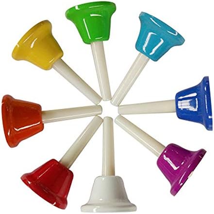 Yalloy Handbells Set Metal Hand Bells Set Coloful Toddler Handbell Musical Toy 8 Note Diatonic For Kids Bells Instrument,Festival,Musical Teaching,Church Chorus,Wedding,Family Party