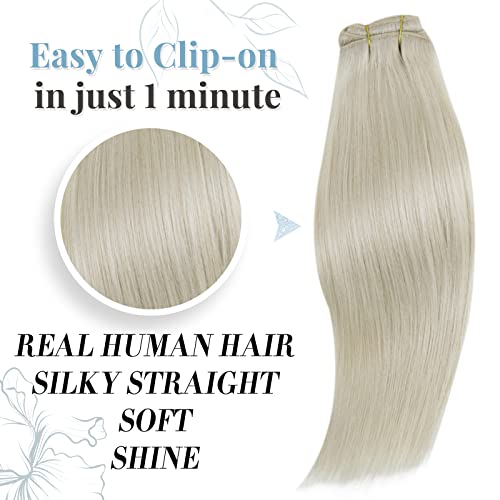RUNATURE Clip in Hair Extensions Real Human Hair Blonde Hair Extension Clip in Real Hair Extensions Clip in Human Hair 18 Inch 120 Gram #800 - Image 3