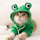 Frosch Form Haustierkostüm, Niedlicher Frosch Form Pullover, Hundekostüme Für Haustiere, Hunde Hoodie, Winter Grün Hundekleidung, für Halloween Cosplay, Geeignet für 6–9 Pfund, Grün, M