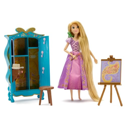 Disney Store Official Rapunzel Wardrobe Vanity Play Set - Includes Doll in her Purple Princess Dress, Pascal, & Other Accessories- Perfect for Those who Adore Princess Toys & Accessories