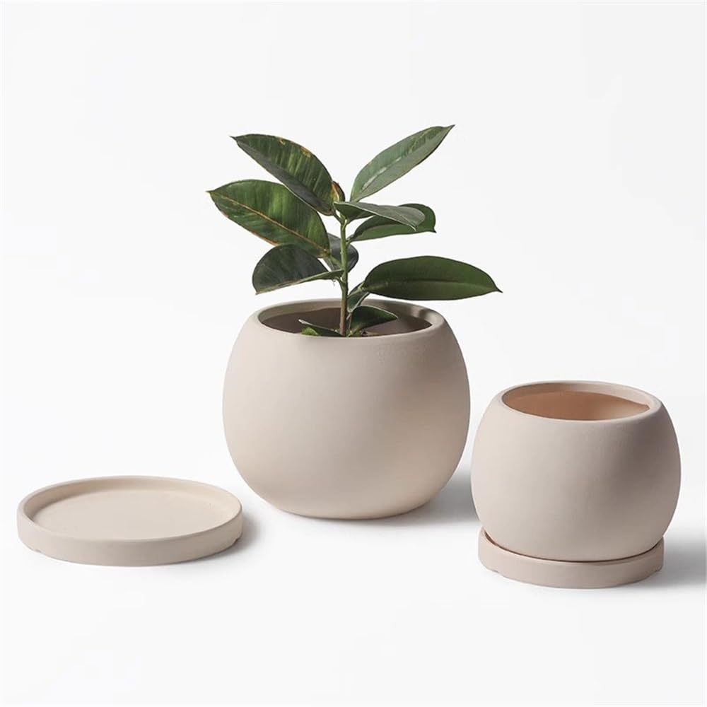 Doniczka Beżowa mała ceramiczna doniczka okrągła donica stołowa ogrodnictwo pojemnik na doniczki do dekoracji balkonów w domu i biurze Doniczki na kwiaty