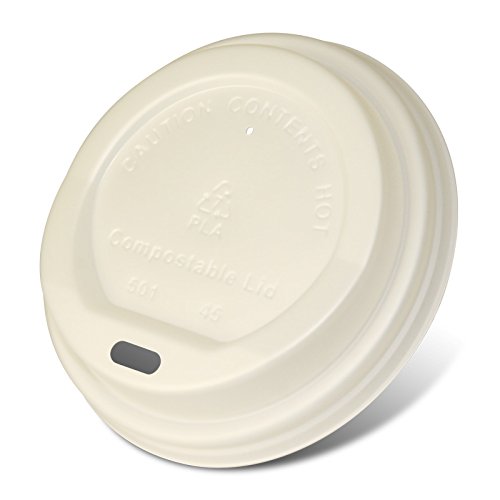 Kompostierbare Coffee to Go Deckel aus CPLA 8/10oz für Kaffeebecher 0,2/0,25l, weiß, 1000 Stück