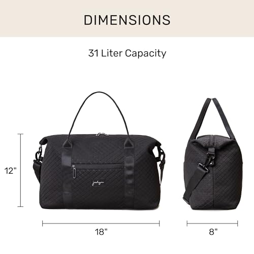 Image of Jadyn Lola Travel Bag, Weekender /Overnight Duffel, Gym Tote Bag for Women, Men, Diamond Black, One Size, Travel Duffel Bag