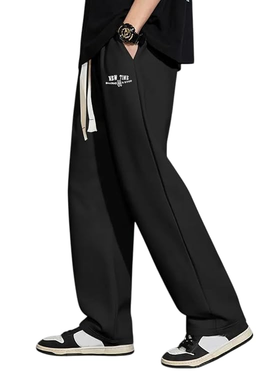 Image of Samfor Mid-Rise Stretchable Joggers in Premium Polycotton Comfort Blend for Street and Lounge Wear - Korean Style Baggy Track Pants for Men