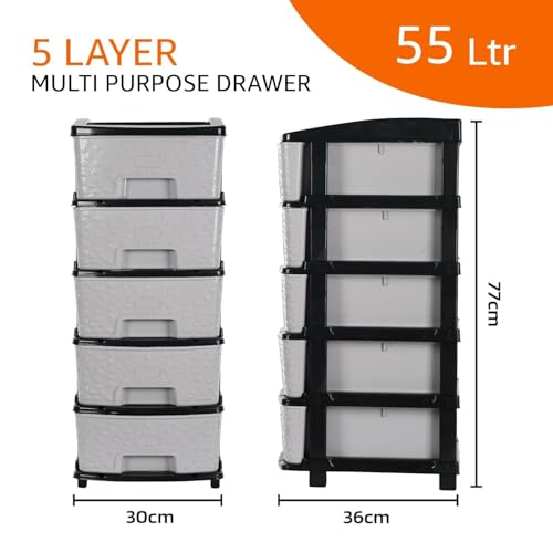 Image of 5XL Plastic Modular Drawer System for Home, Office, Hospital, Parlor, School, Doctors, Home and Kids, Product Dimension When assembeled