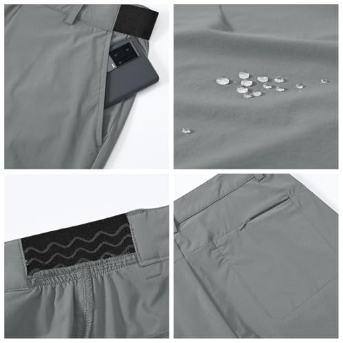 Rdruko Men's Golf Pants Stretch Quick Dry Dress Athletic Pants with Pockets(Neutral Gray,US 38)