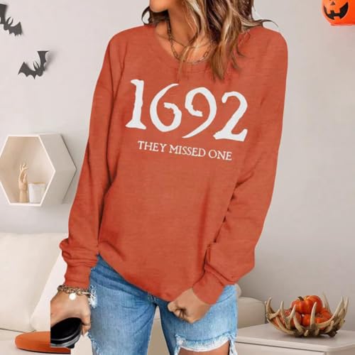 1692 They Missed One Halloween Shirts for Women Salem Witch Long Sleeve Shirt Halloween Hocus Pocus Pullover Tops2