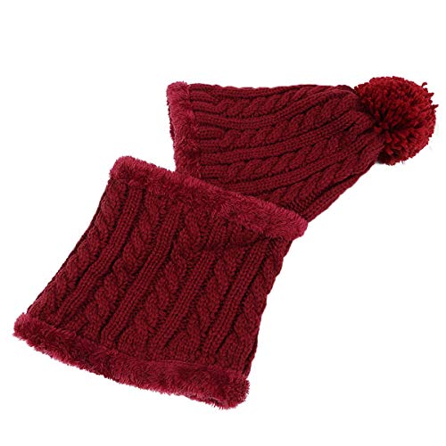 Huamulan Women Winter Beanie Hats One-Piece Fleece Lined Knit Balaclavas Mask Set Skull Neck Circle Scarf Ski Snow Hat Cap With Pompom #TOP5