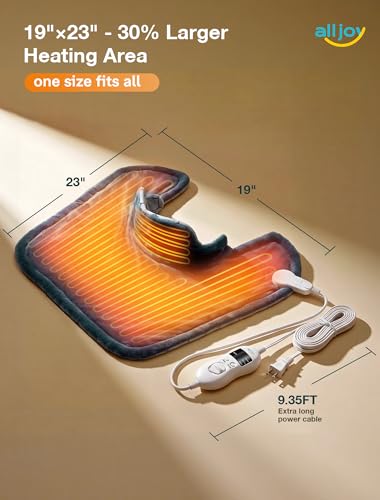 Image of ALLJOY Graphene-Infused Heating Pad for Neck and Shoulders and Back | 1Mins Instant Heat, Weighted Neck Heating Pad for Neck Pain with 9 Heat 4 Timers, Birthday Gifts for Men Women Snug-Fit