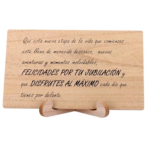 LetCast Tarjeta jubilacion grande hombre Regalos jubilacion tarjeta jubilacion mujer Tarjeta Feliz Jubilacion despedida compañero Felicitacion jubilado Dedicatoria compañeros maestra (madera)