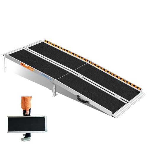 LEMNISCATE Portable Wheelchair Ramp 5FT, Non-Slip Aluminum Handicap Ramp with Handle, Folding Wheel Chair Ramps for Homes Steps, Stairs, Entry, Threshold, Doorways, Scooter, 800LBS Capacity