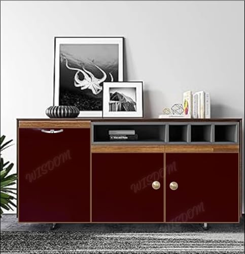 Image of WISDOM Maroon Glossy Vinyl Contact Paper Waterproof Peel & Stick Wallpaper Self Adhesive Vinyl for Kitchen Cabinet Furniture Countertop Decorative (24x120 Inch, Maroon Glossy)
