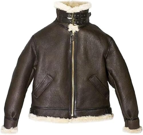 RE4 Remake Leon B3 Bomber Faux Fur Shearling Aviator Leather Jacket3