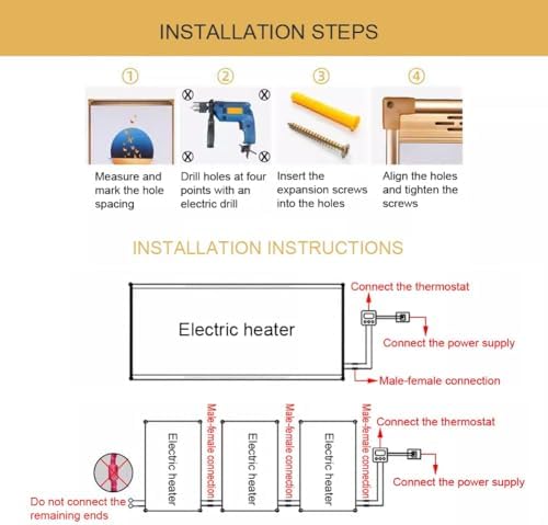 Wall-Mounted Infrared Heating Panel, Silent & Flame Retardant, Safe Rapid Heater for Indoor Rooms up to 258 sqft, Energy Efficient Home Heating Solution