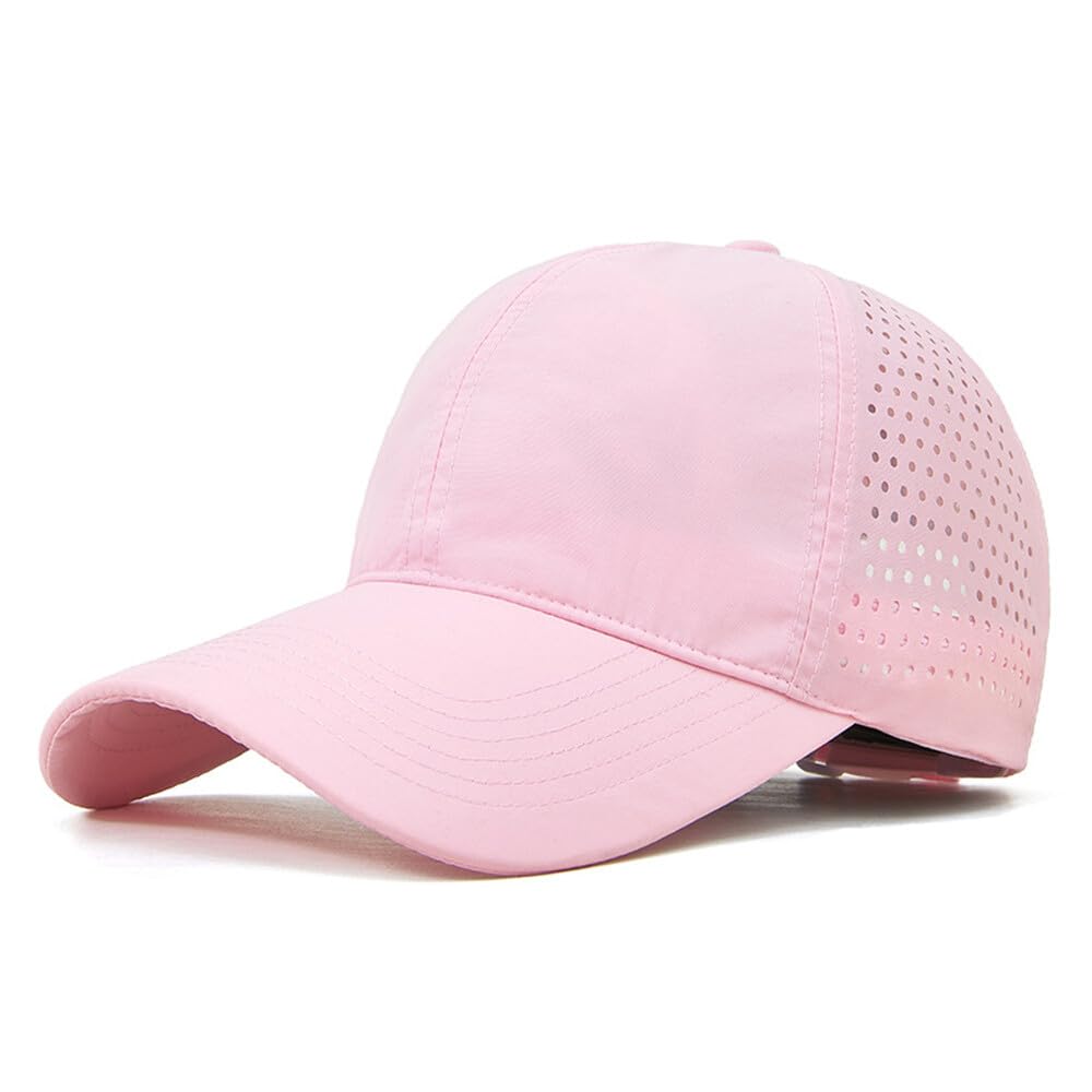 TecHong Quick Dry Baseball Cap - Adjustable Sun Hat Unisex Summer Breathable Dad Cap for Outdoor Sports Pink