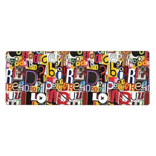 Letter and Number Desktop pad, 11.8x31.5 inch Long Keyboard pad, 3mm Anti Slip Base, fit for Home Office Work