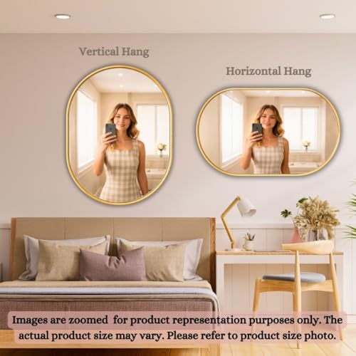 Image of Metal Frame Mirror Glass for Wall /Aluminium Circular Bathroom Wall Mirror 18x24 Inch /Mirror for Bathroom /Bedroom /Living Room /Entryway /Dressing Room /Decorative /Vanity| AFM1824A5