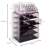 Sorbus Przezroczysty organizer na kosmetyki do makijażu - przechowywanie makijażu i biżuterii, etui i ekspozycja - przestronny design - świetny uchwyt na komodę, łazienkę, toaletkę i blat (3 duże, 4