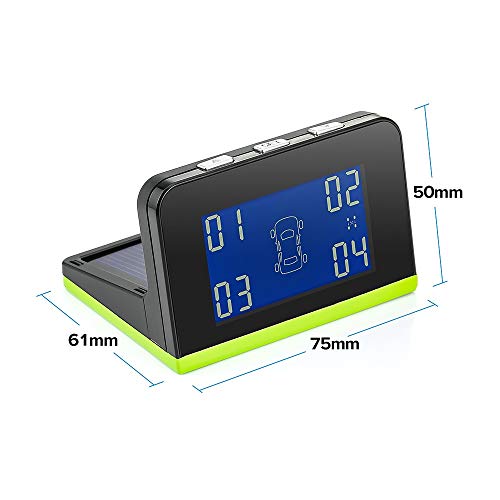 Solar Power USB TPMS Car Tire Pressure Monitoring System 4 External Internal System Car Alarm Tire Pressure Sensors Car Tire Pressure Sensor(Internal Sensors)(External Sensors)
