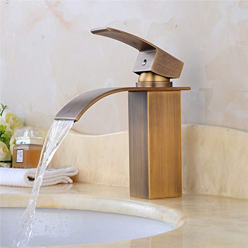 Zqfhsx Black Kitchen Taps Square Basin Faucets Waterfall Faucet Single Handle Mixer Tap Bath Brass Lavatory Sink Water Crane