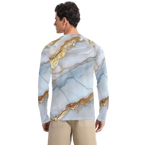 Marble Silver Neutral Men's Swim Shirts UPF 50+ Quick Drying Loose UV Sun Protection Beach2