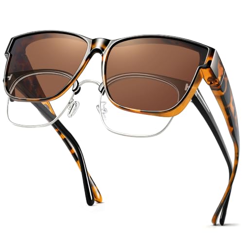 Image of URUMQI Polarized Sunglasses Fit Over Glasses for Men Women, Oversized Square Sun Glasses UV400 Protection