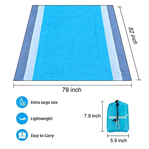 BMHNOONE Sand Free Beach Blanket, Oversize Sand Free Beach mat 82"x79",Portable Outdoor Beach Blanket for Beaches,Camping,Hiking and Picnic- Lightweight Quick Drying Heat Resistant