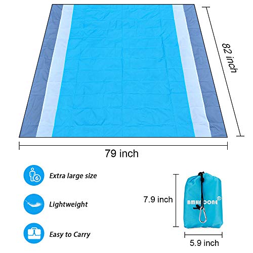 BMHNOONE Sand Free Beach Blanket, Oversize Sand Free Beach mat 82\"x79\",Portable Outdoor Beach Blanket for Beaches,Camping,Hiking and Picnic- Lightweight Quick Drying Heat Resistant - Thumbnail 7