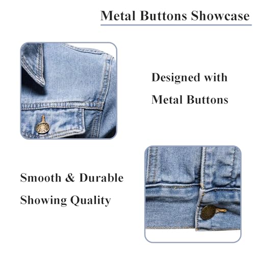 Image of Men's Denim Jacket Vintage-Inspired Jean Jacket with Multiple Pockets - Cotton Blend, Machine Washable