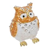 Alasum Joyero Caja de Baratijas Bisagras Forma de Búho Vintage, Aleación de Zinc Resistente, Color Amarillo y Blanco, Caja Decorativa para Guardar Joyas en Dormitorio y Sala de Estar