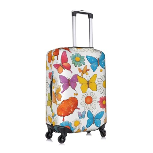 Butterfly Daisy Tsa Approved Luggage Cover For 18-32 Inch Suitcases Scratch-Resistant Stretch Luggage Cover3