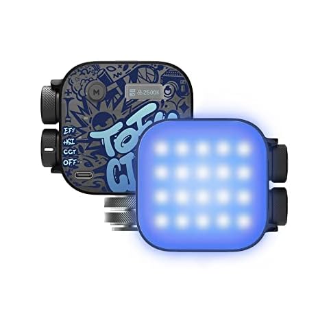 PHOTOOLEX Tofu RGB Camera Light | Full Color RGB LED Light 2500-9900K, Portable LED Video Lighting Rechargeable Battery, Cold Shoe Mount, Magnet for DSLR, GoPro, Photography, Streaming (Black Knight) Cover