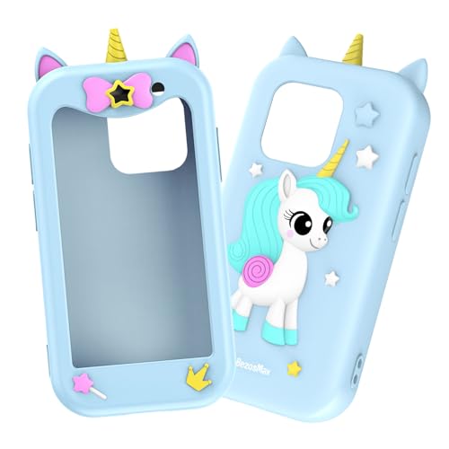 BLKE Max Mini Unicorn Phone Case only Compatible with 4G mini Phone（Not Compatible with iPhone 3D Cartoon Design, Silicone Protective Cover, Gift for Kids Boys and Girl, Blue