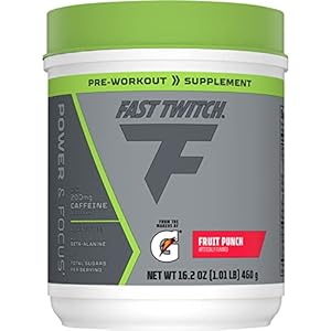 Fast Twitch, Caffeinated Pre-Workout Supplement Mix, Fruit Punch, 1.01lb (Pack of 1) Cannister (Packaging May Vary)