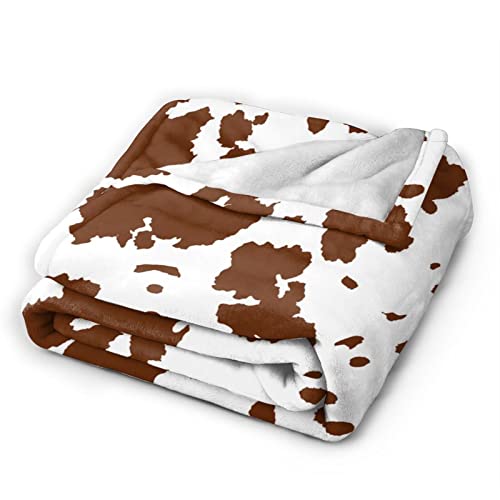 Brown Cow Print Blanket for Adults, Teens and Girls - Cowhide Throw for Women - Cute Baby Blanket - Cow Gifts 50"x 60"